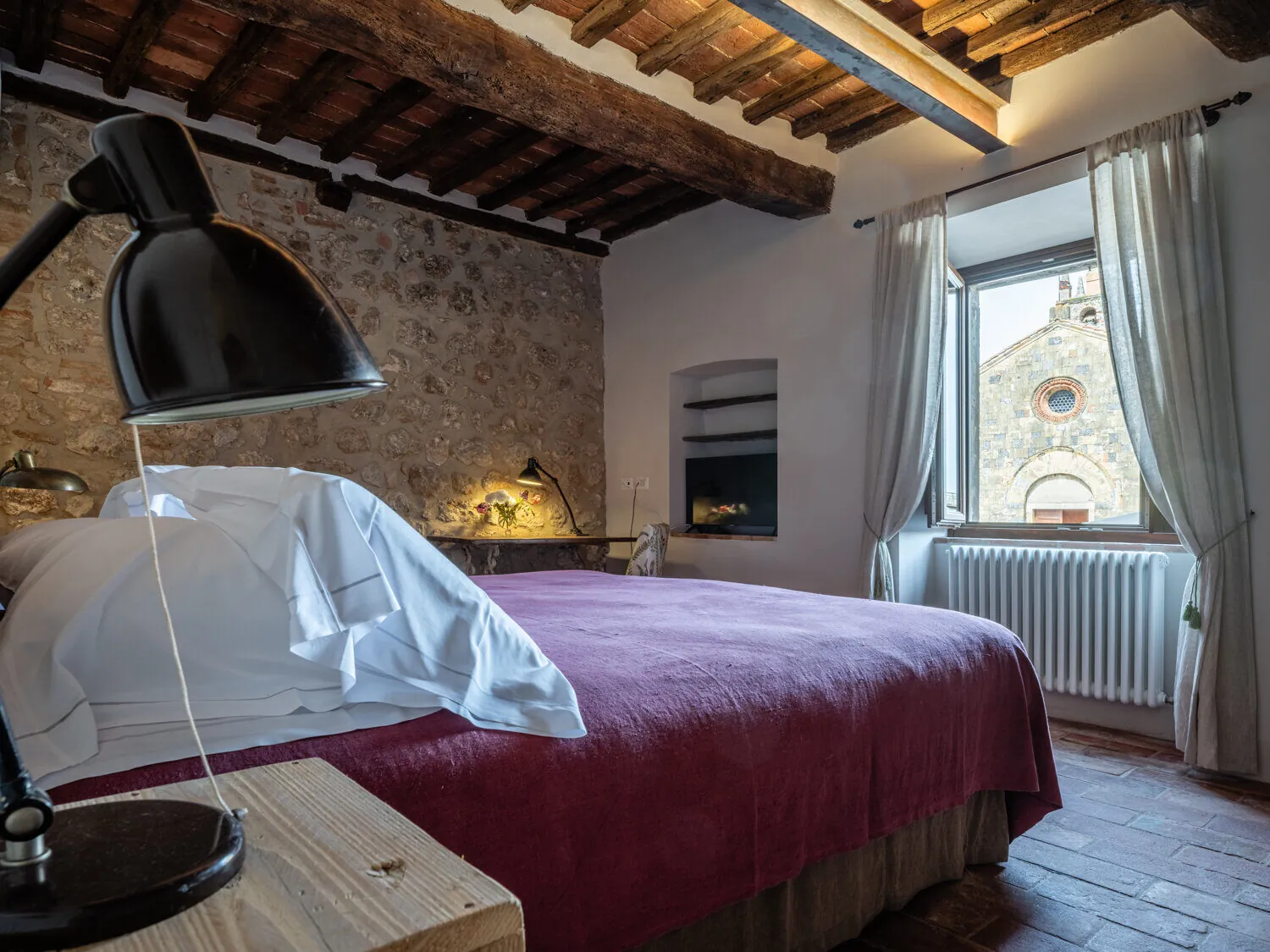 La Piazza room, with its fireplace